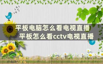 平板电脑怎么看电视直播 平板怎么看cctv电视直播